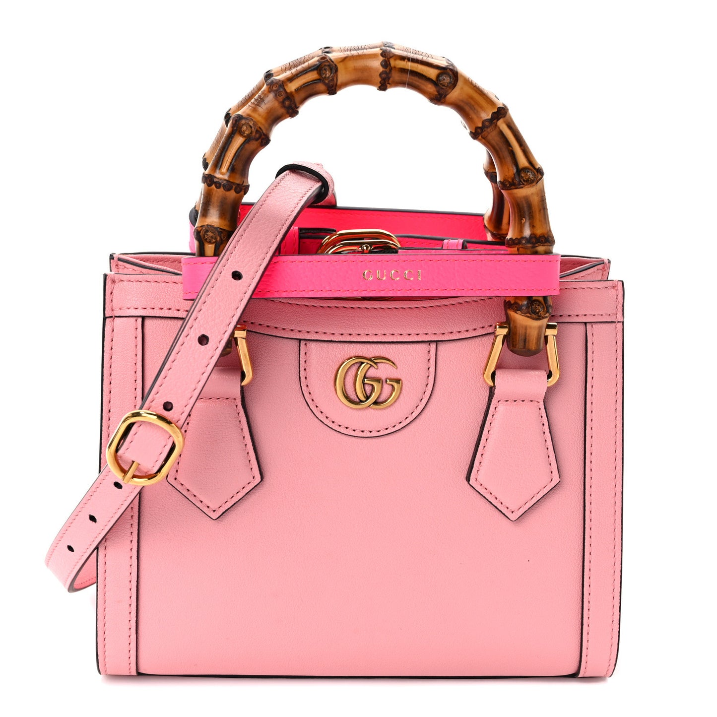 Wonka Grain Calfskin Mini Diana Tote Bag Wild Rose Fuxia Fluo