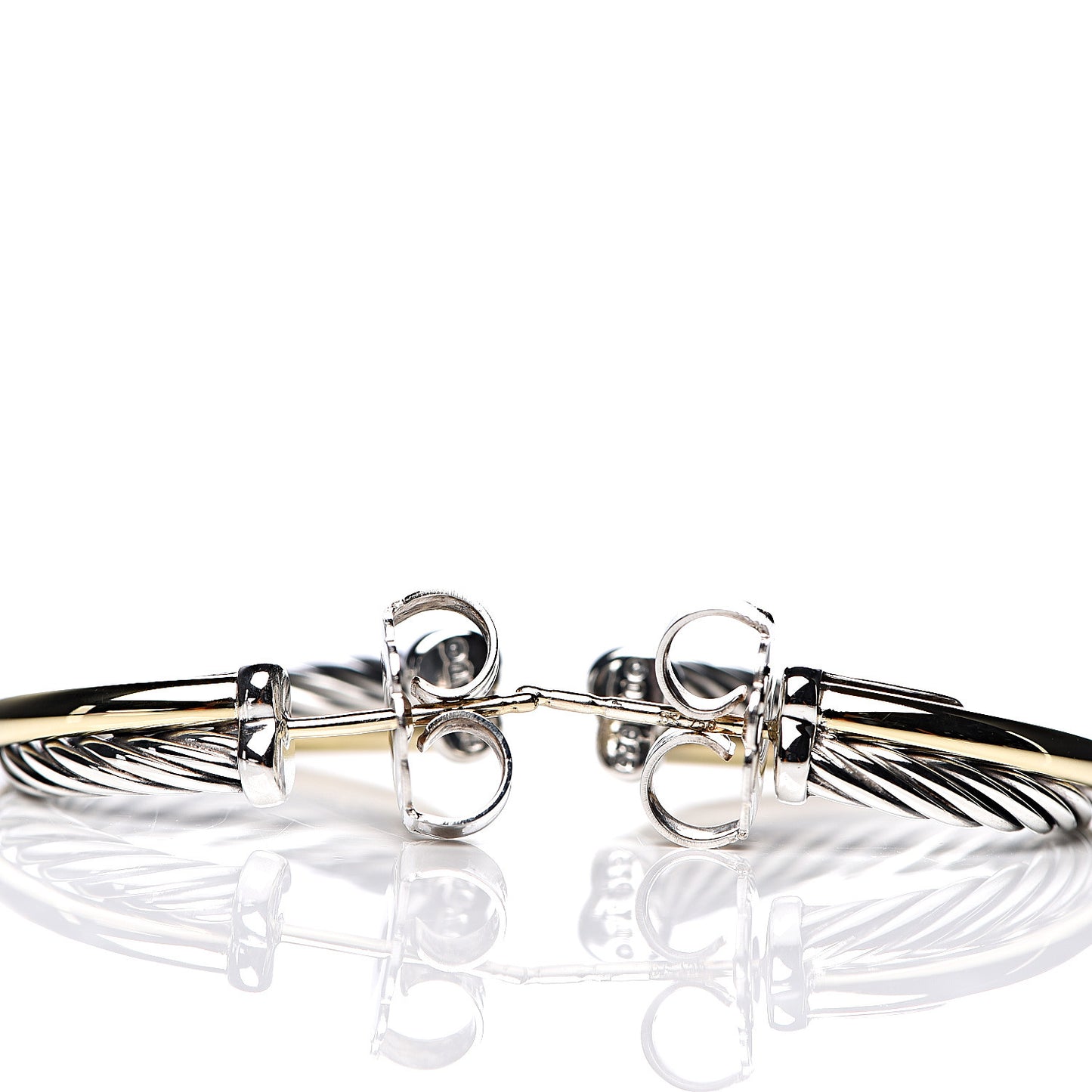 Sterling Silver 18K Yellow Gold 23mm Crossover Cable Hoop Earrings
