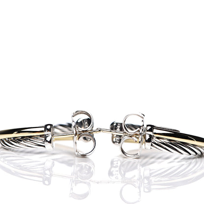 David Yurman Sterling Silver 18K Yellow Gold 23mm Crossover Cable Hoop Earrings 3 of 4