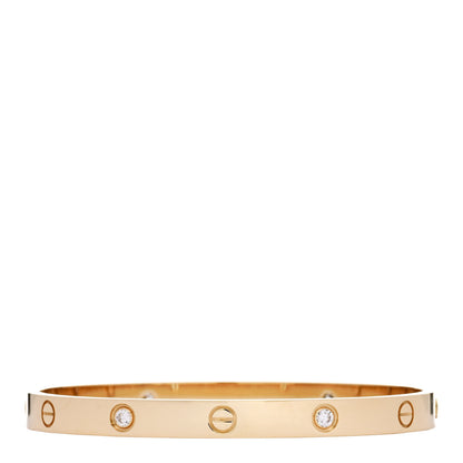 Cartier 18K Yellow Gold 4 Diamond LOVE Bracelet 19 2 of 9