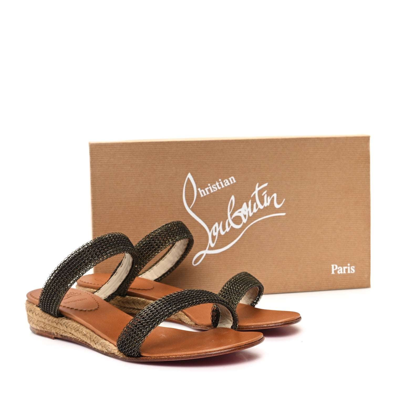 Christian Louboutin Rope Cadena Flat Chain Sandals 37 Gold Beige 9 of 9