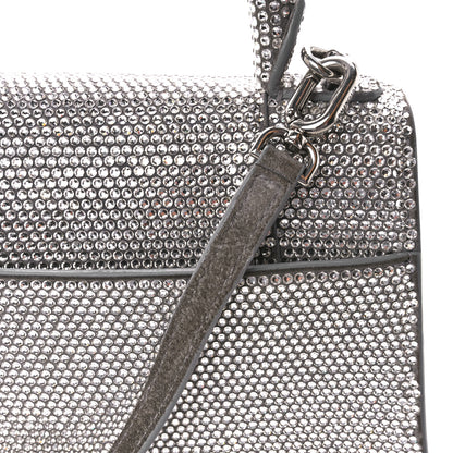 Balenciaga Strass Suede Small Hourglass Top Handle Bag Smoke Grey Crystal 16 of 16