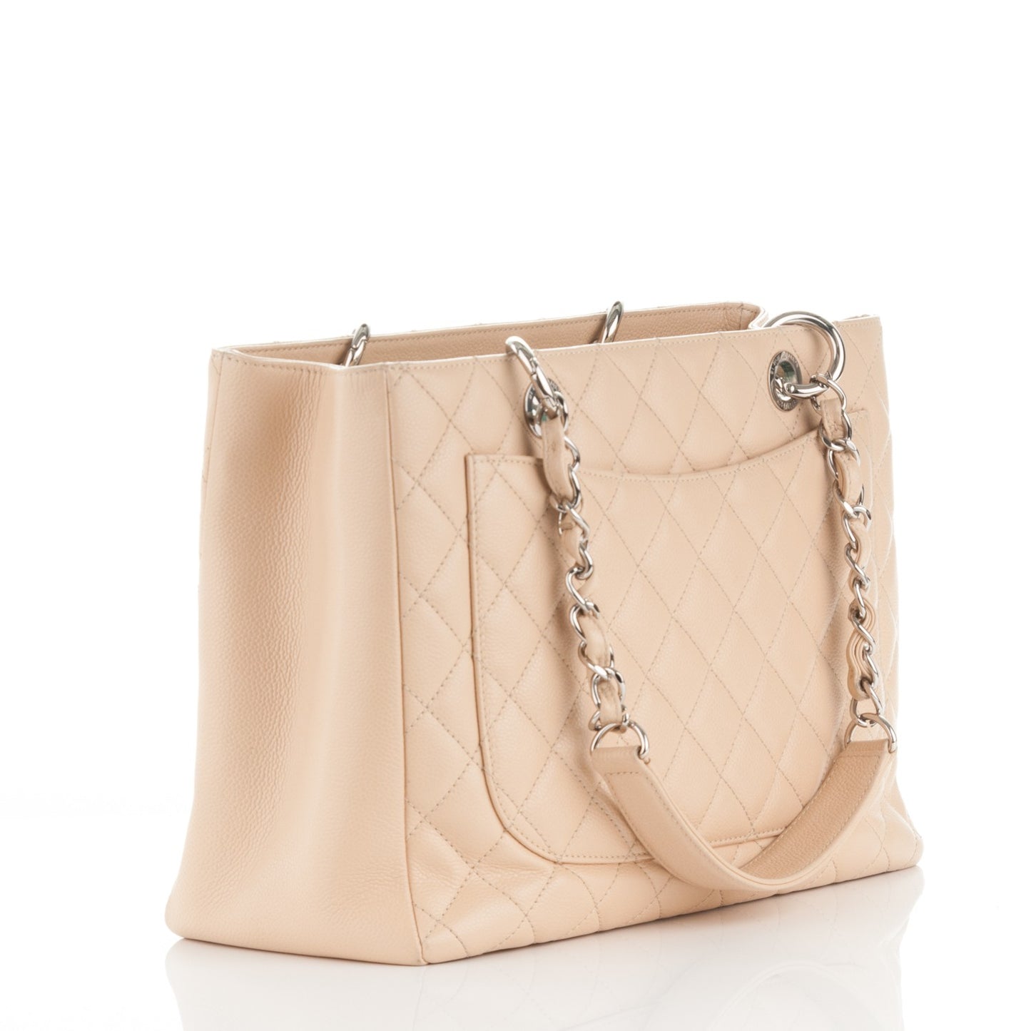 Caviar Quilted Grand Shopping Tote GST Beige Clair