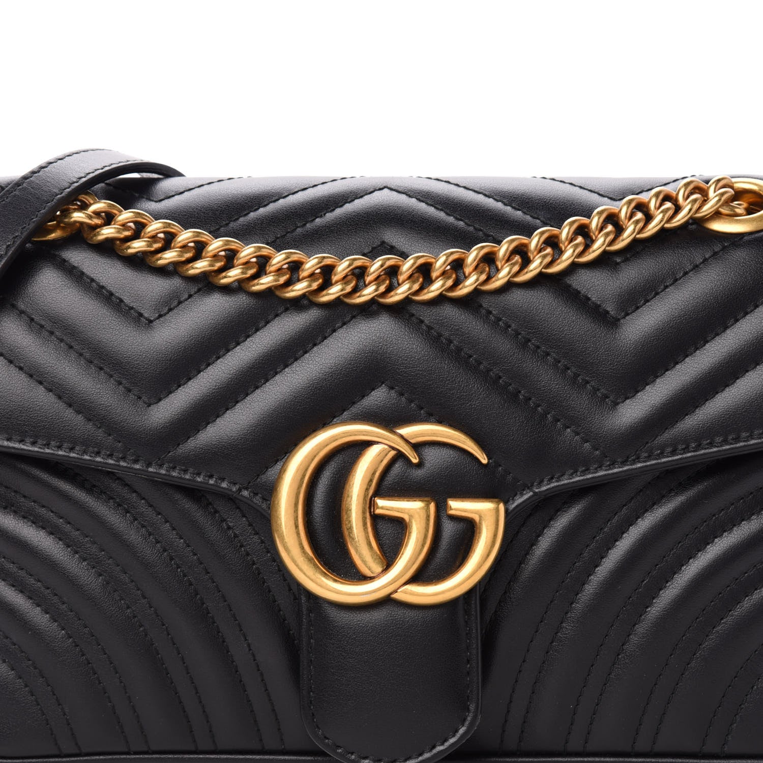 Gucci Calfskin Matelasse Small GG Marmont Shoulder Bag Black 12 of 13