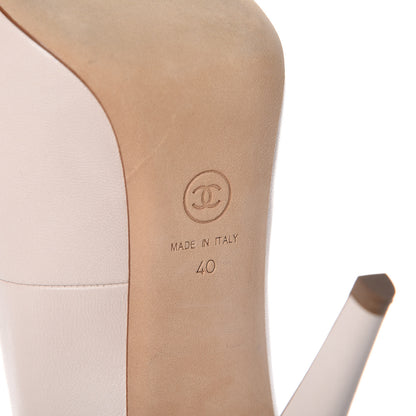 Chanel Lambskin Metallic Cap Toe CC Pumps 40 Beige Silver 6 of 10