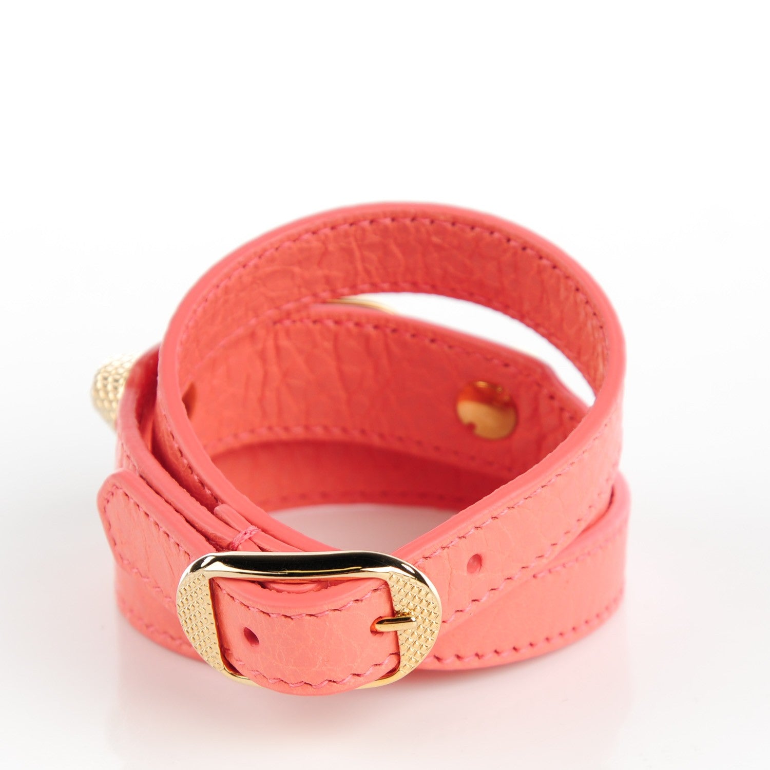 Balenciaga Agneau Giant 12 Gold Hardware Triple Tour M Bracelet Rose Azalee 3 of 7