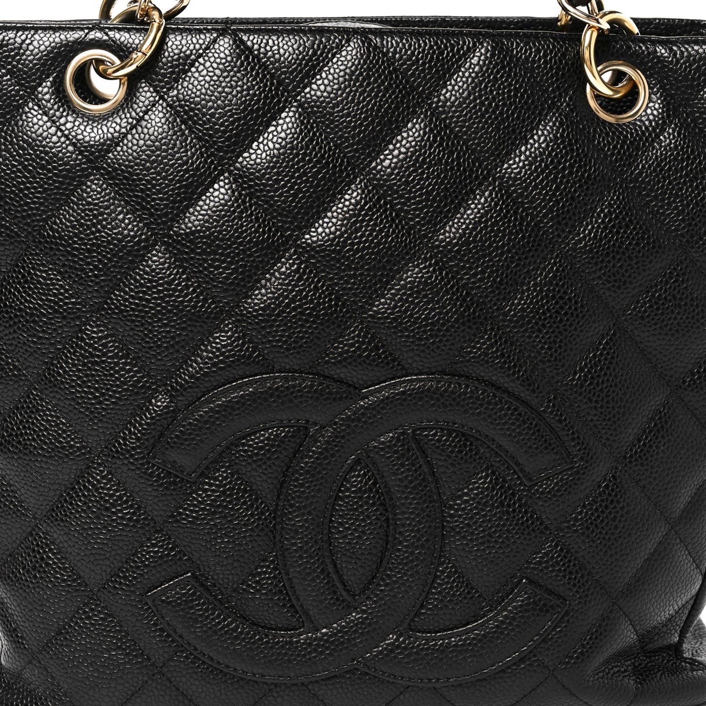 Caviar Quilted Petit Shopping Tote PST Black