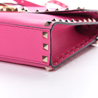 Valentino Garavani Pebbled Calfskin Medium Rockstud Flip Lock Crossbody Bag Pink Orchid 9 of 11