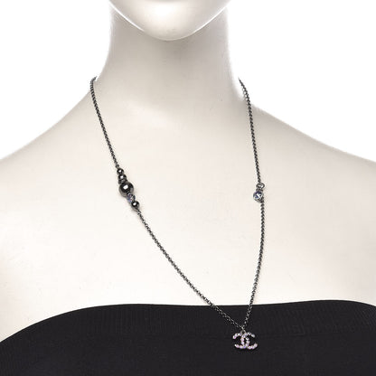 Chanel Ruthenium Crystal CC Necklace Iridescent Purple 2 of 5