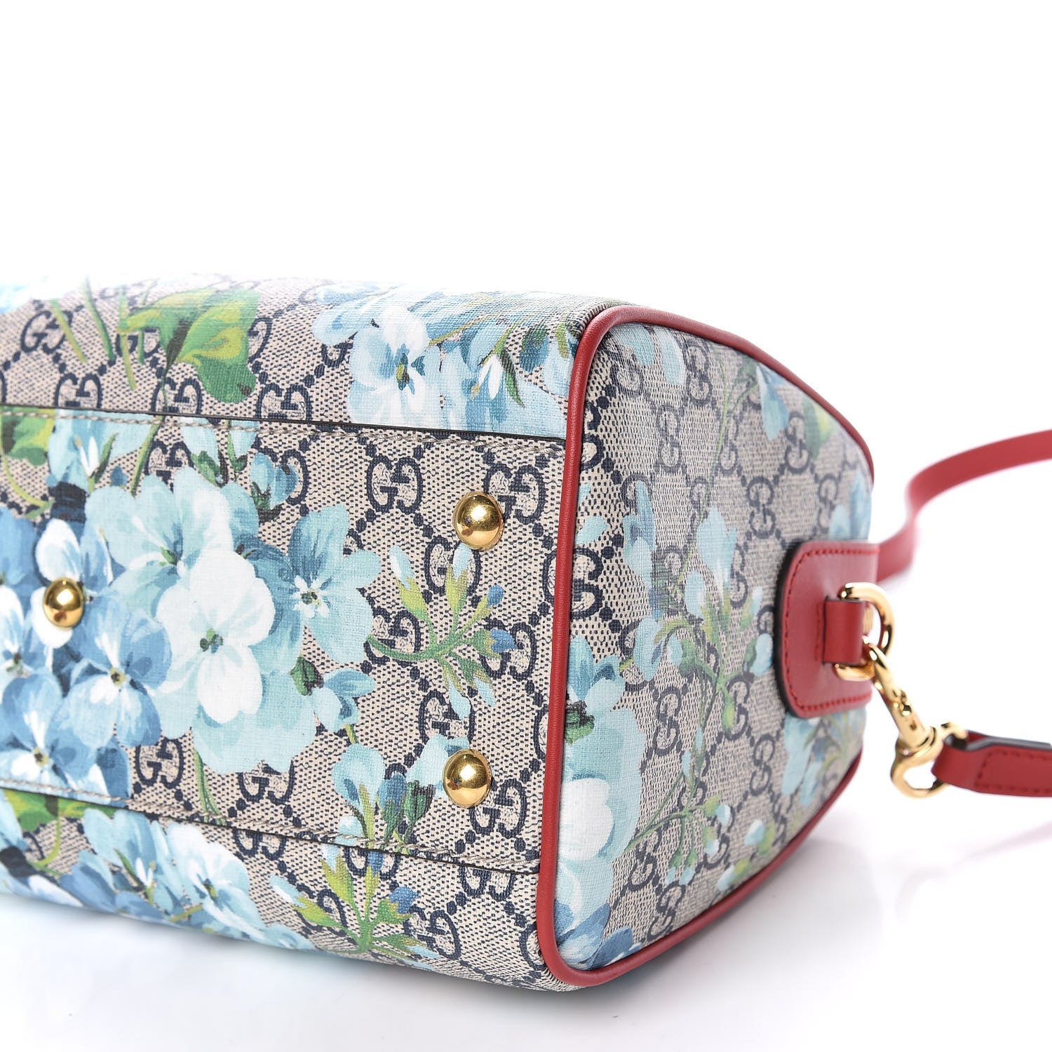 Gucci GG Supreme Monogram Blooms Small Boston Beige Blue Navy Hibiscus Red 6 of 9