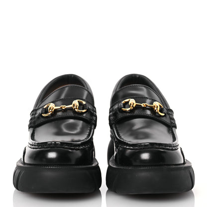 Gucci Magnum Calfskin Nappa Samoa Womens Horsebit Platform Chunky Lug Sole 40mm Loafers 38 Black 2 of 14