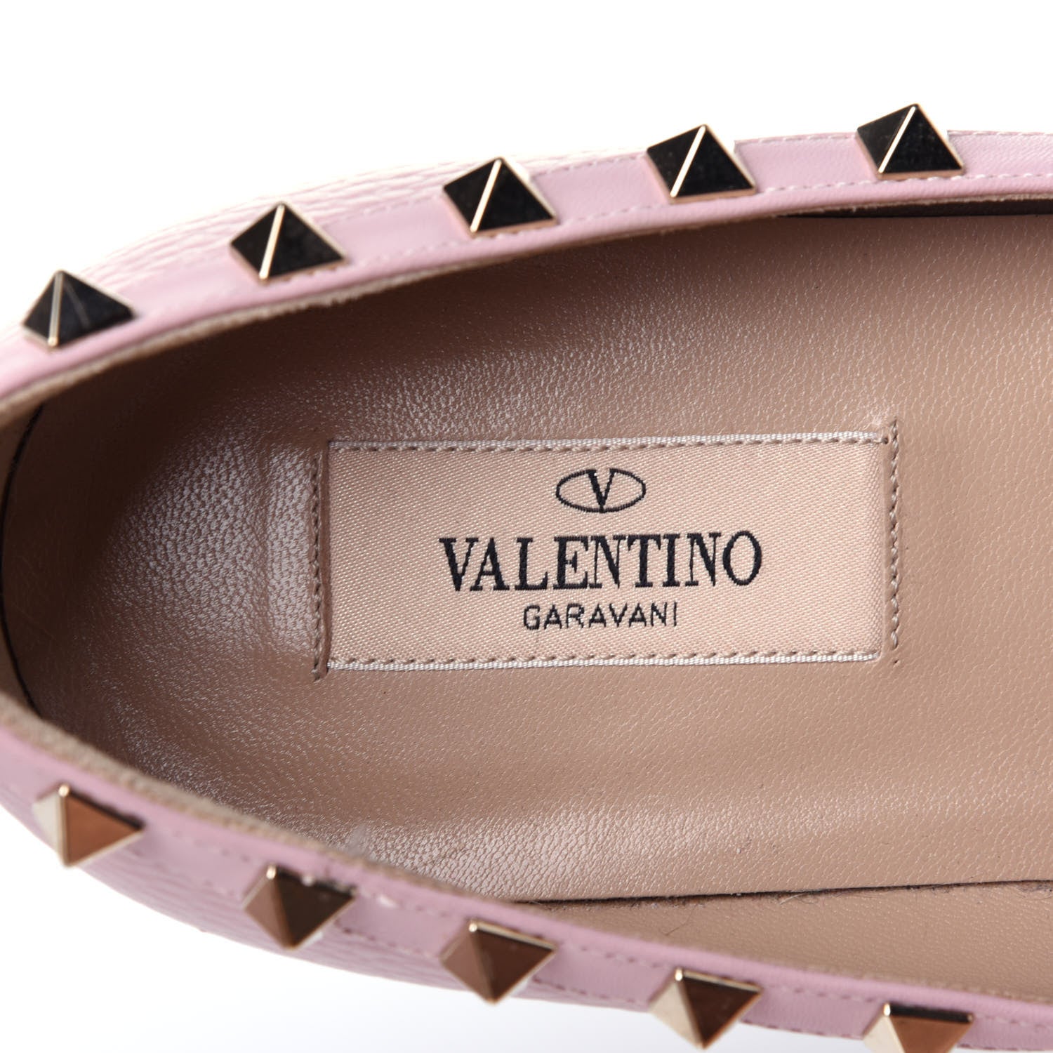 Valentino Garavani Pebbled Calfskin Rockstud Ballerina Flats 39.5 Water Rose 8 of 11