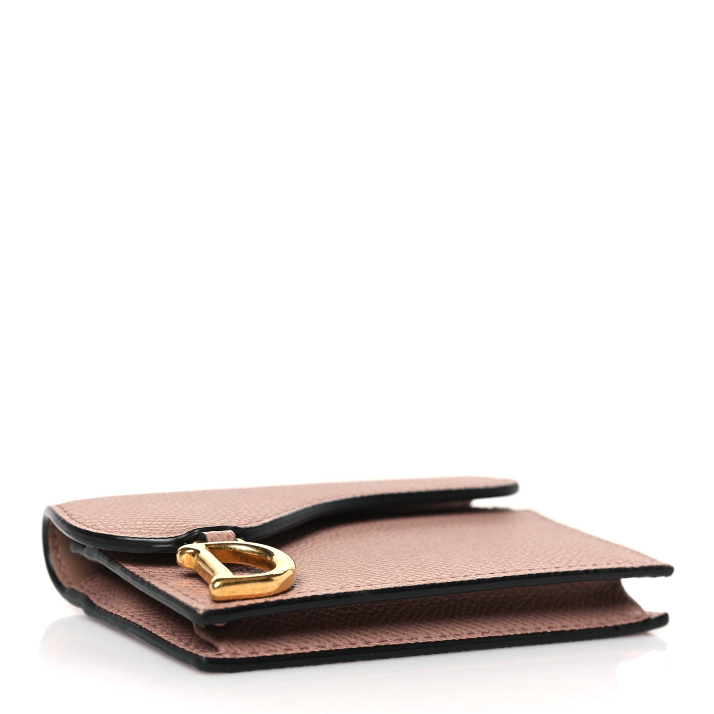 Grained Calfskin Saddle Card Holder Blush