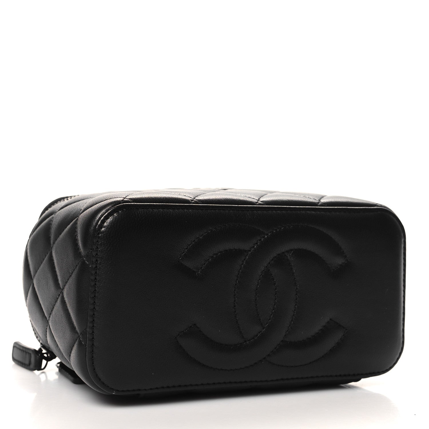 Chanel Lambskin Quilted Small Top Handle Vanity Case With Chain So Black 4 of 13
