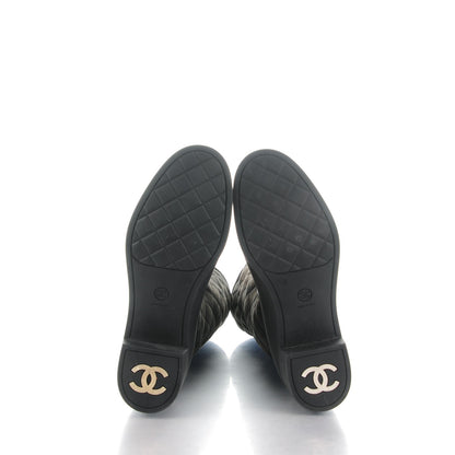 Chanel Rubber Shearling Quilted Tall Boots 39 Black Grey 5 of 6
