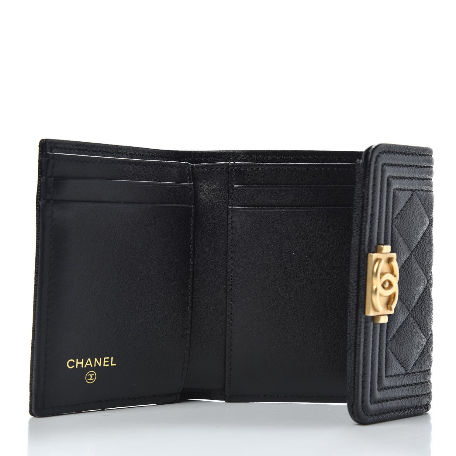 Chanel Caviar Quilted Compact Boy Wallet Black 6 of 8