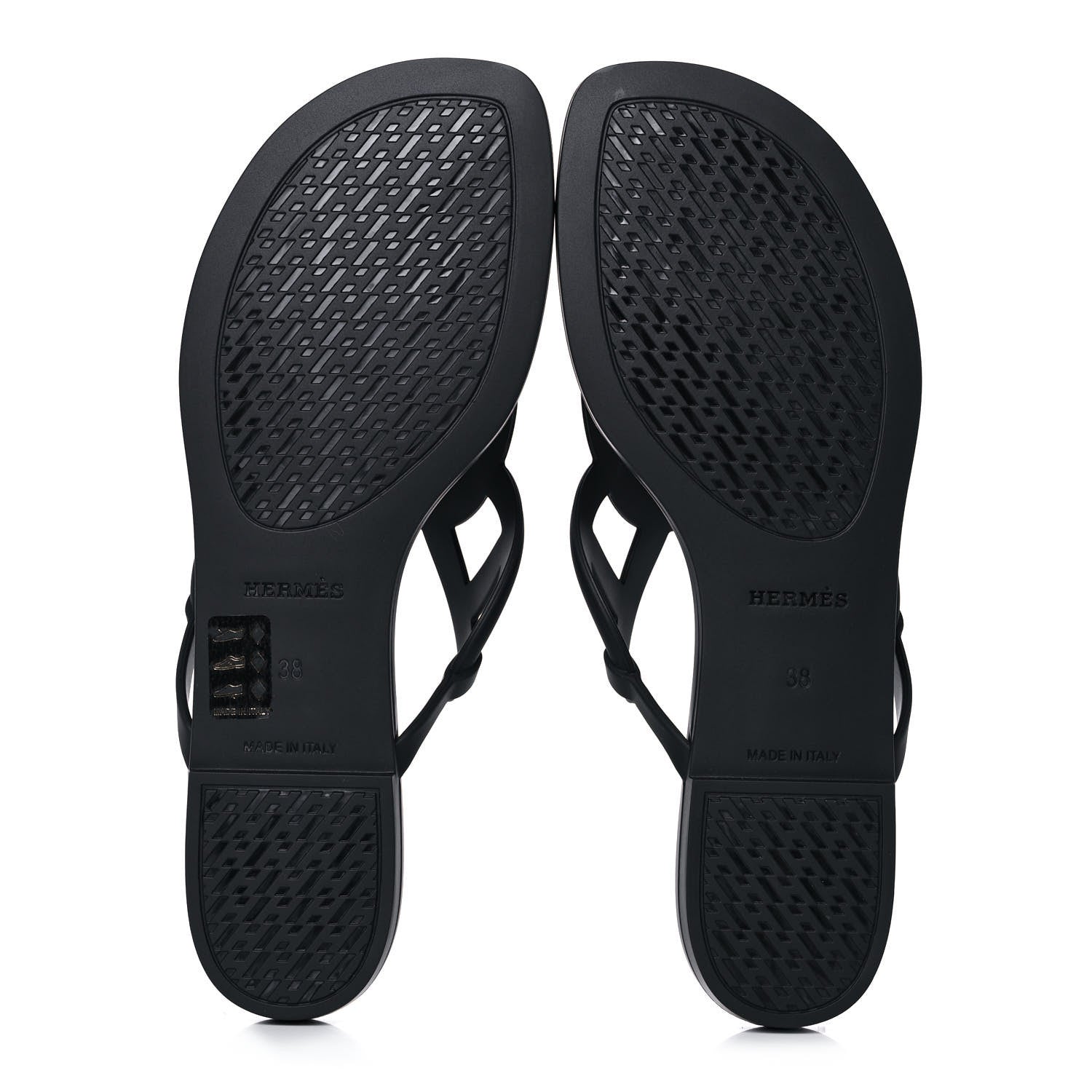 Hermes Rubber Womens Egerie Sandals 38 Black 5 of 9