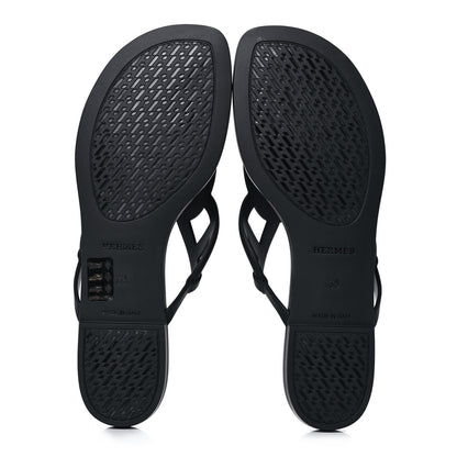 Hermes Rubber Womens Egerie Sandals 38 Black 5 of 9