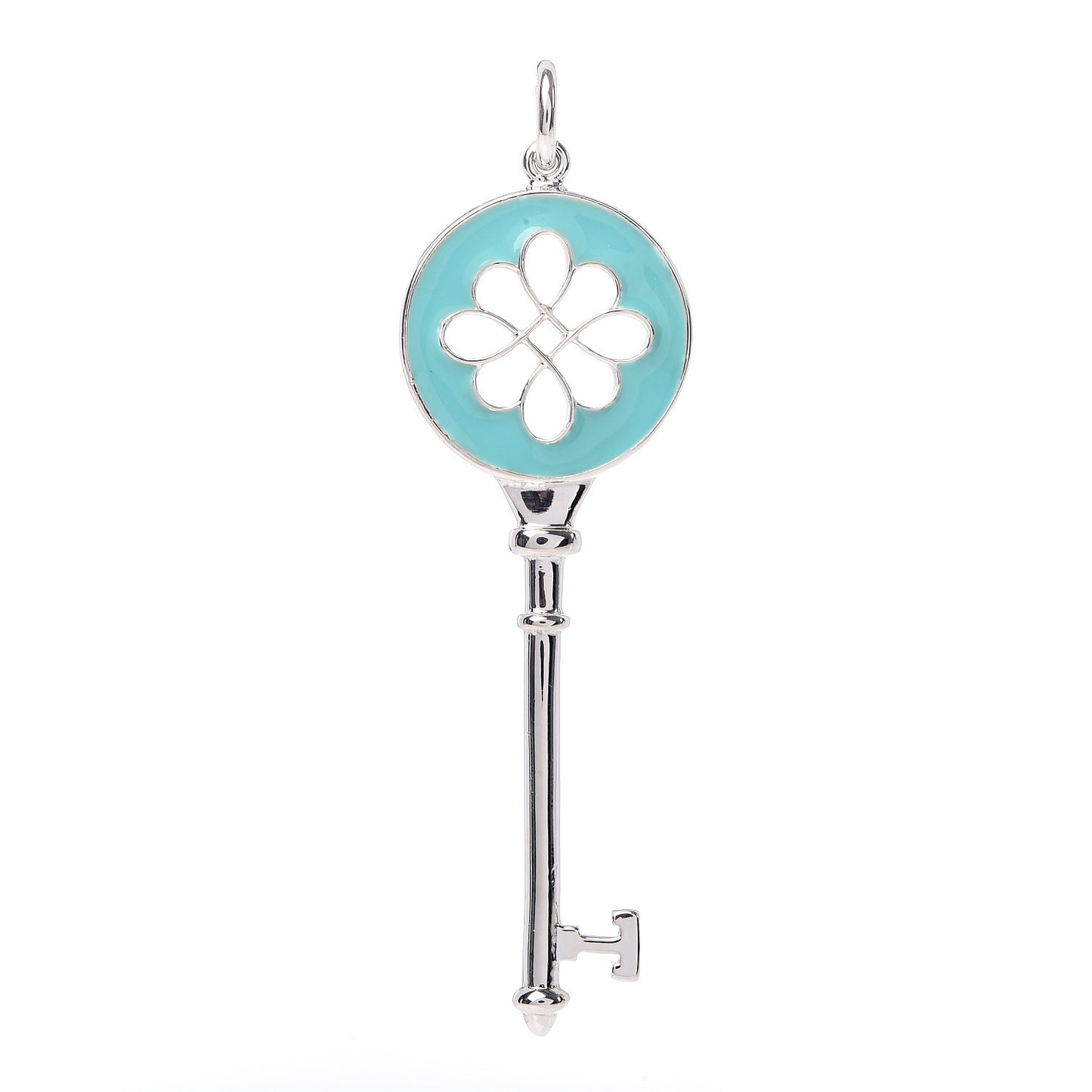 Sterling Silver Enamel Knot Key Pendant Blue