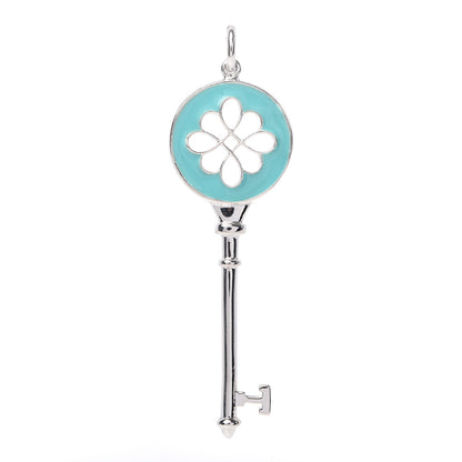 Tiffany Sterling Silver Enamel Knot Key Pendant Blue 1 of 4