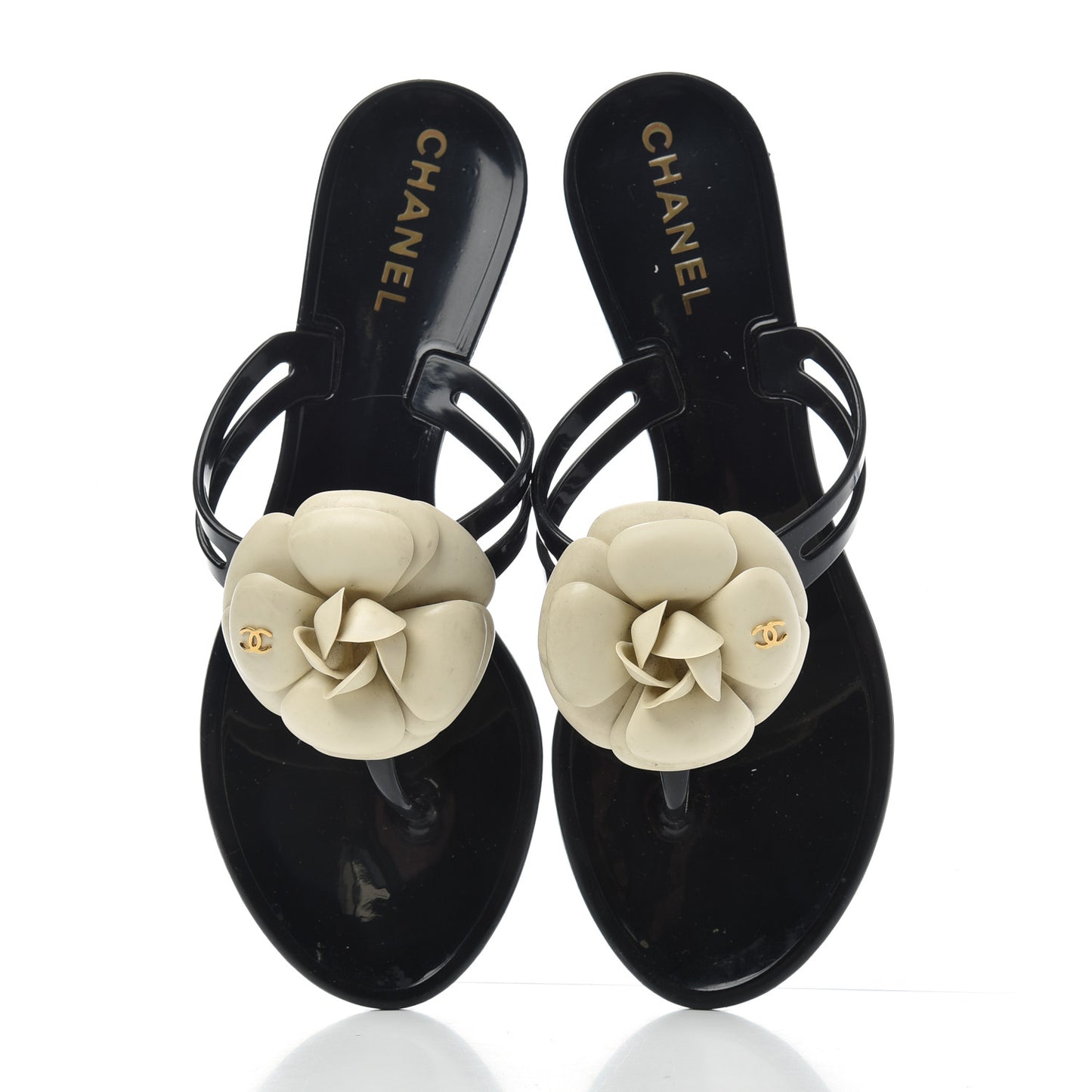 Jelly Camellia Thong Sandals 36 Black Ivory
