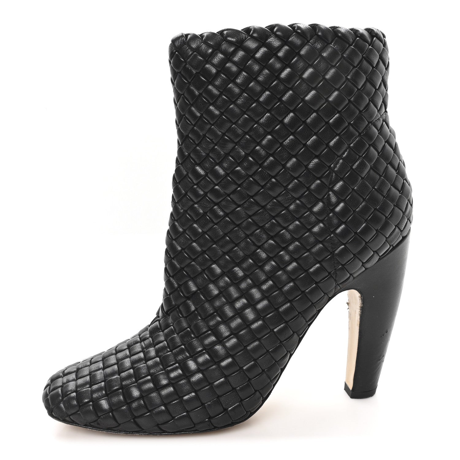Bottega Veneta Nappa Padded Intreccio Canalazzo Ankle Boots 38 Black 1 of 10