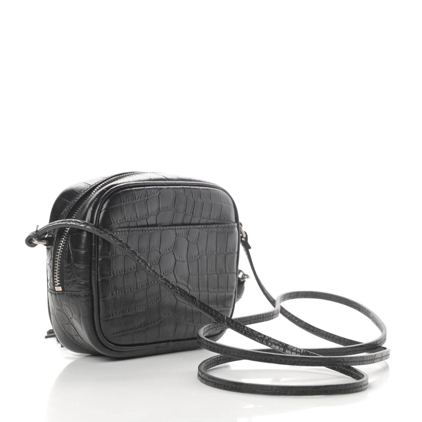 Calfskin Crocodile Embossed Monogram Blogger Bag Black
