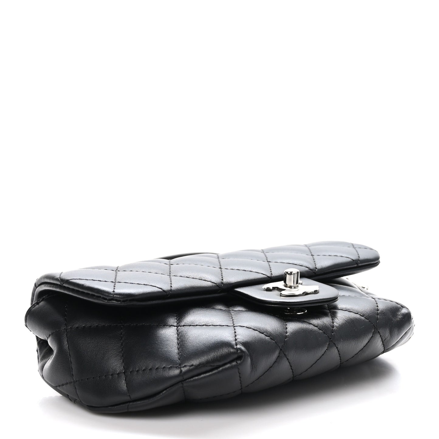 Calfskin Quilted CC Uniform Flap Belt Bag Black