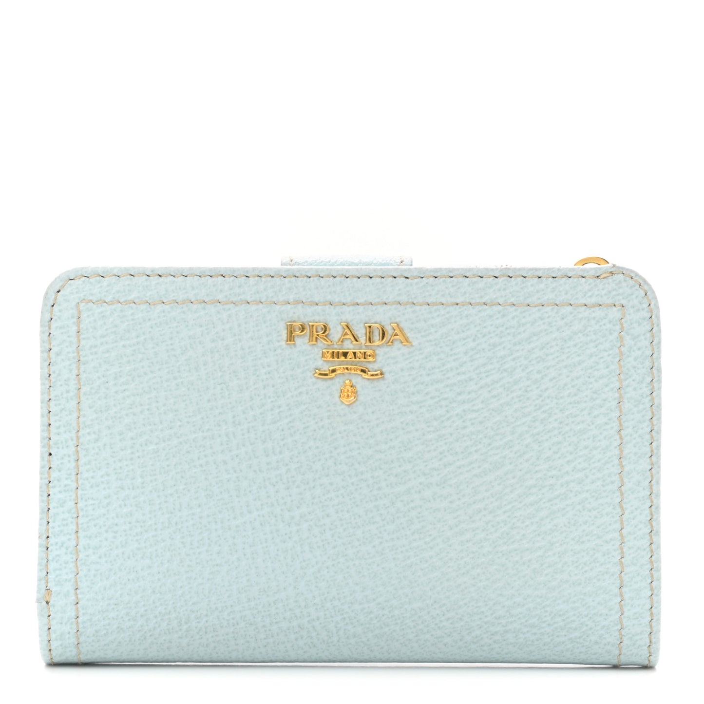 Goatskin Compact Zip Wallet Light Blue