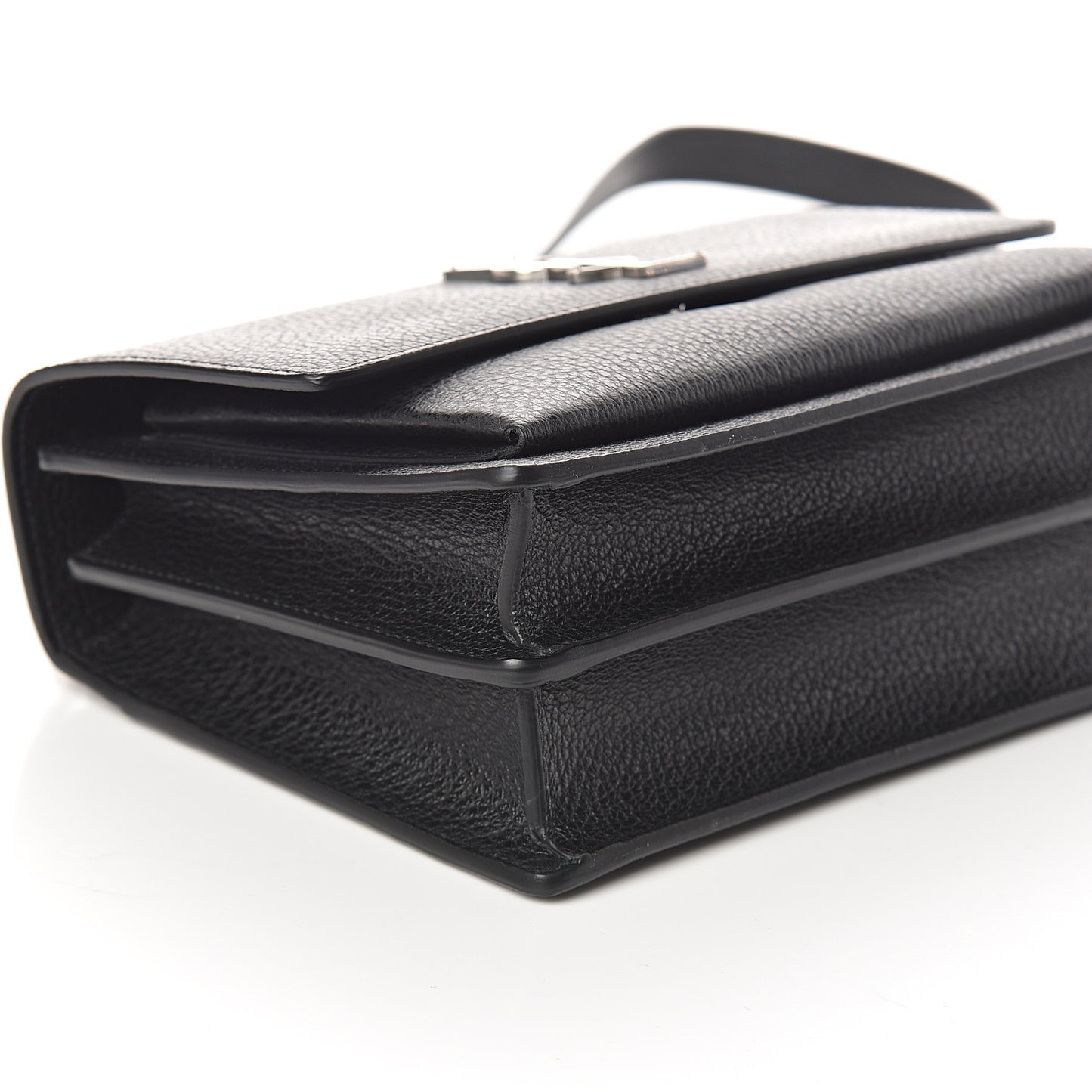 Grained Calfskin Medium Monogram Sunset Satchel Black