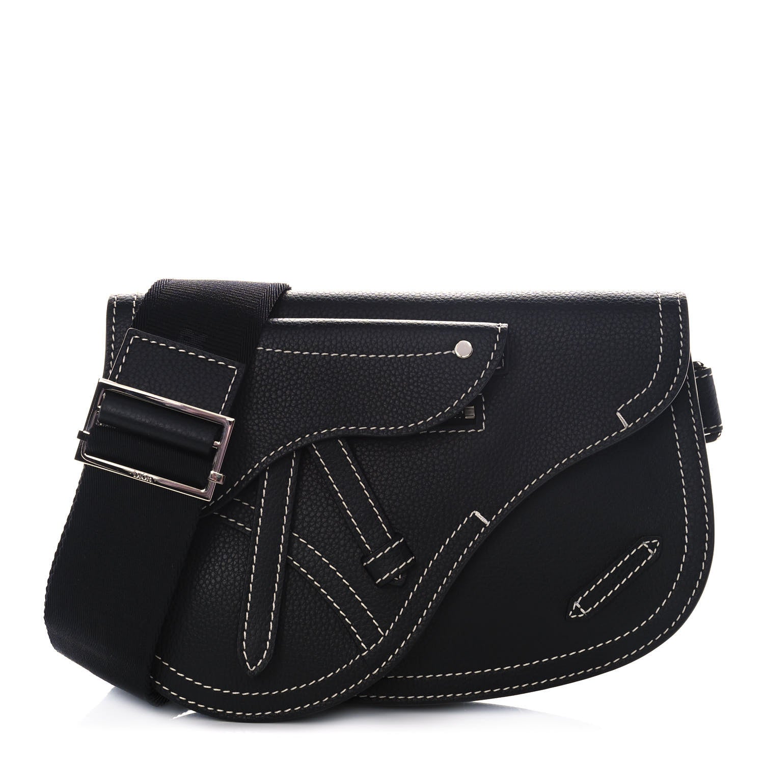 Christian Dior X KAWS Grained Calfskin Saddle Pouch Black 1 of 11