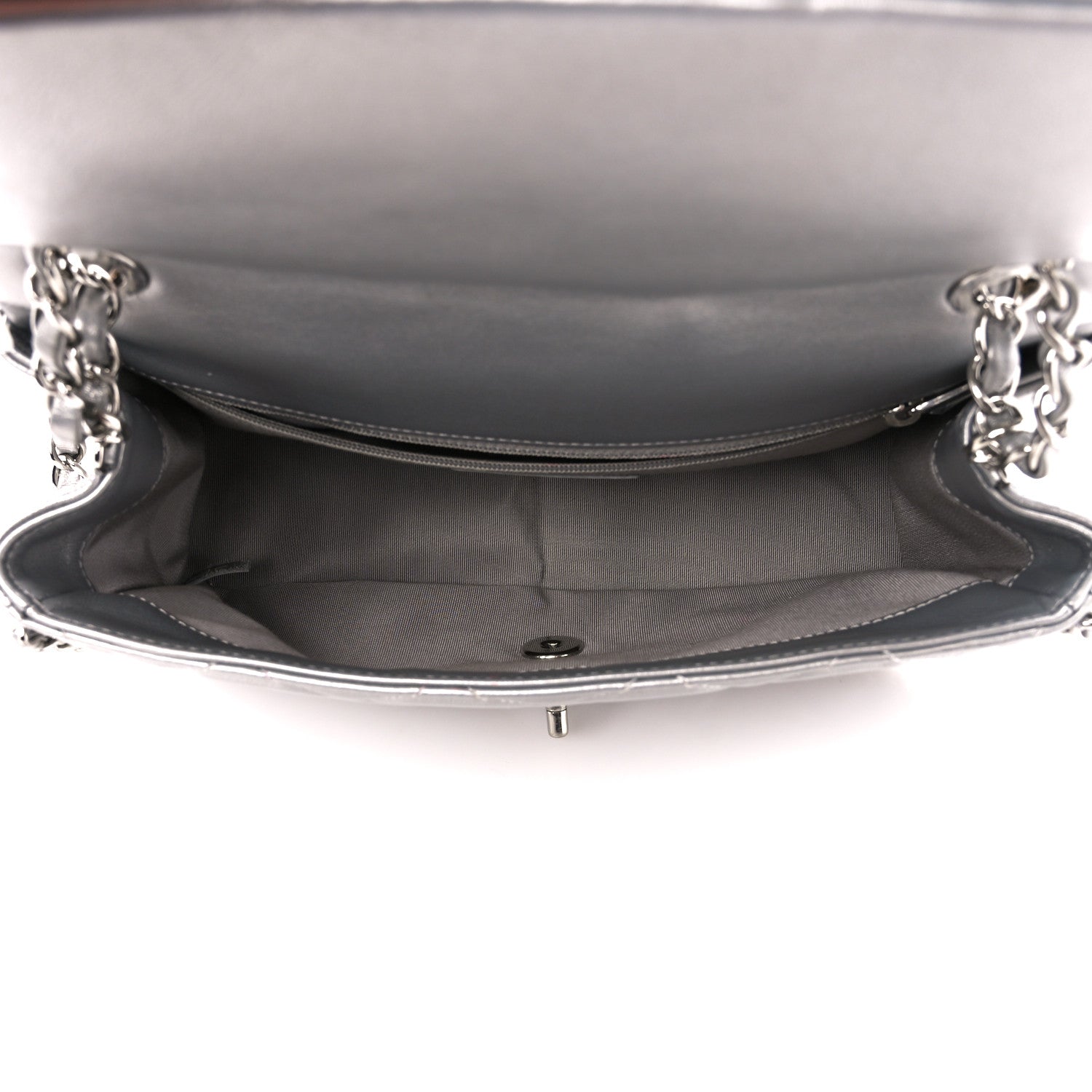 Chanel Metallic Lambskin Medium Chain All Over Flap Silver 5 of 12
