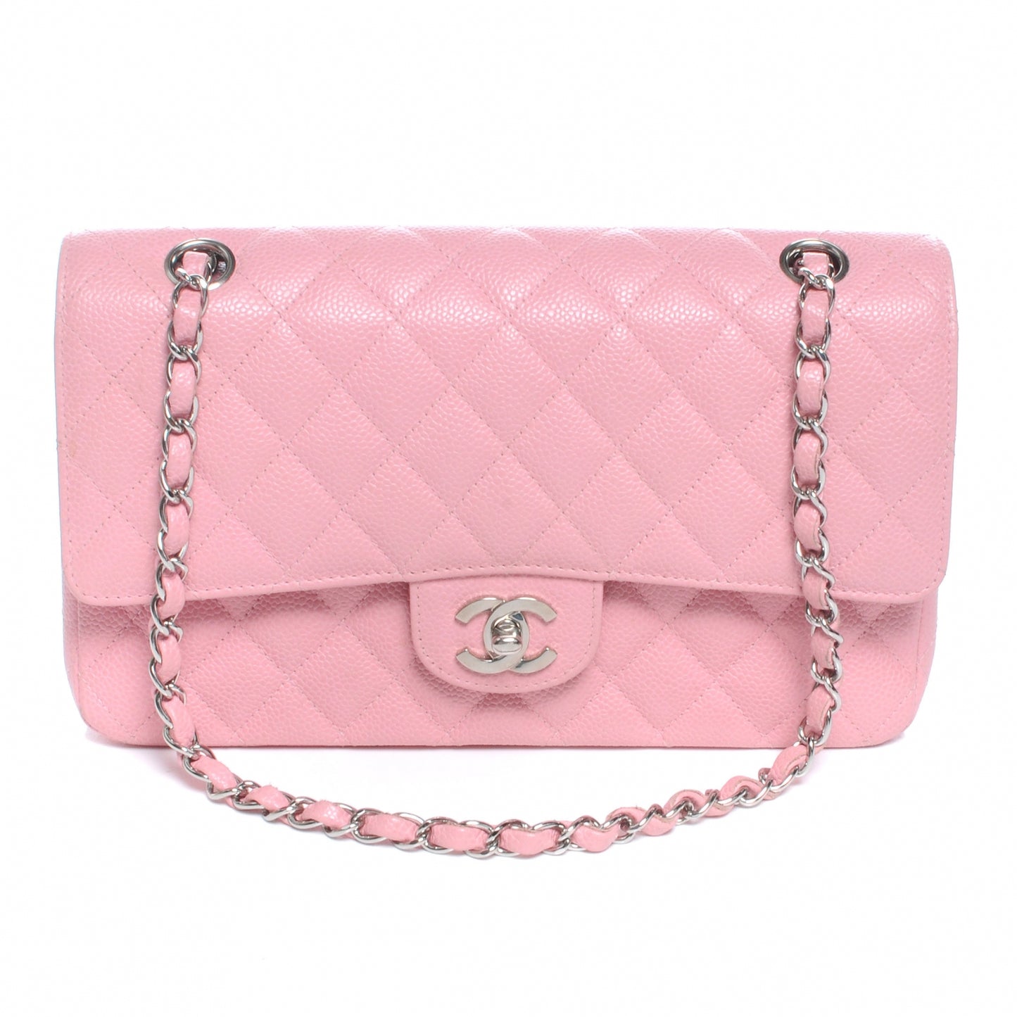 Caviar Medium Double Flap Pink
