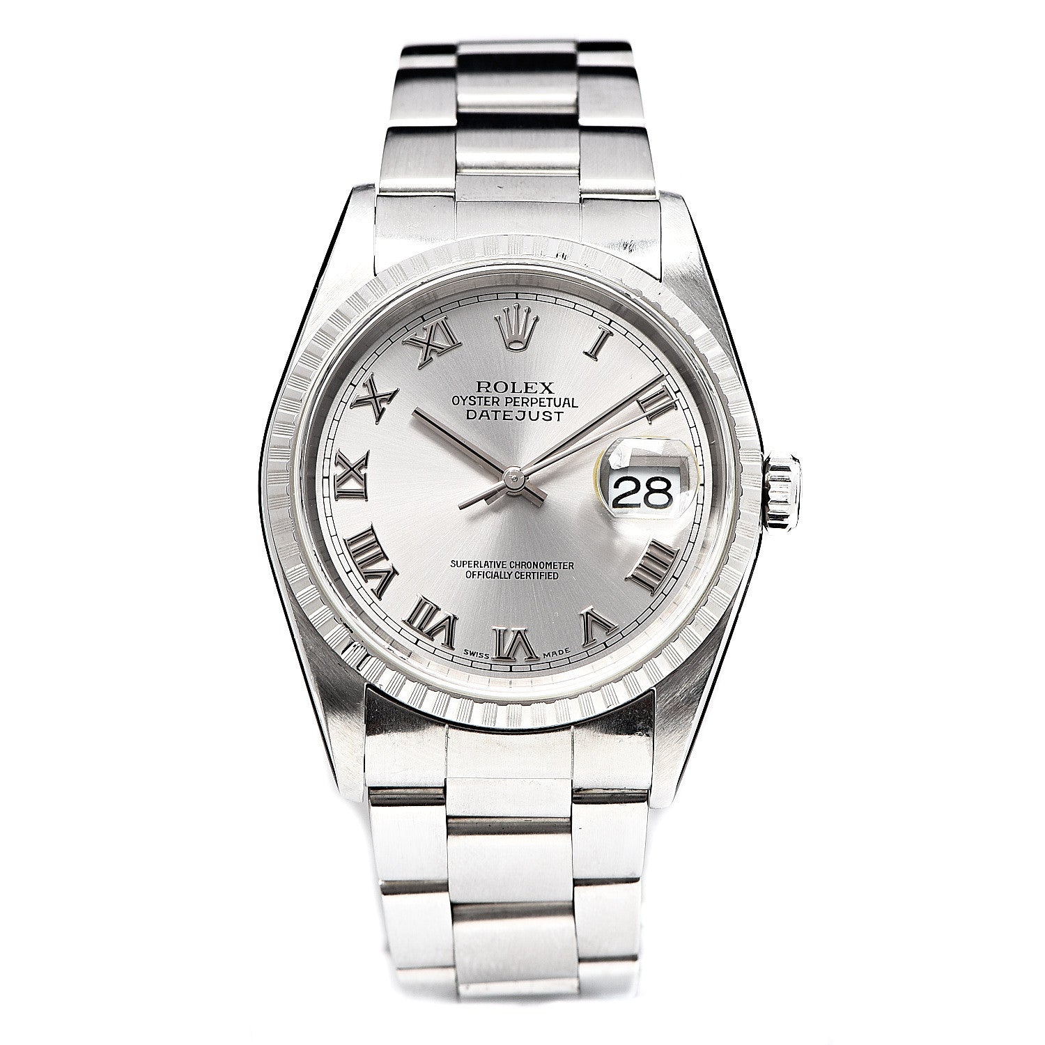 Rolex Stainless Steel 36mm Oyster Perpetual Datejust Watch Silver Roman 16220 1 of 6