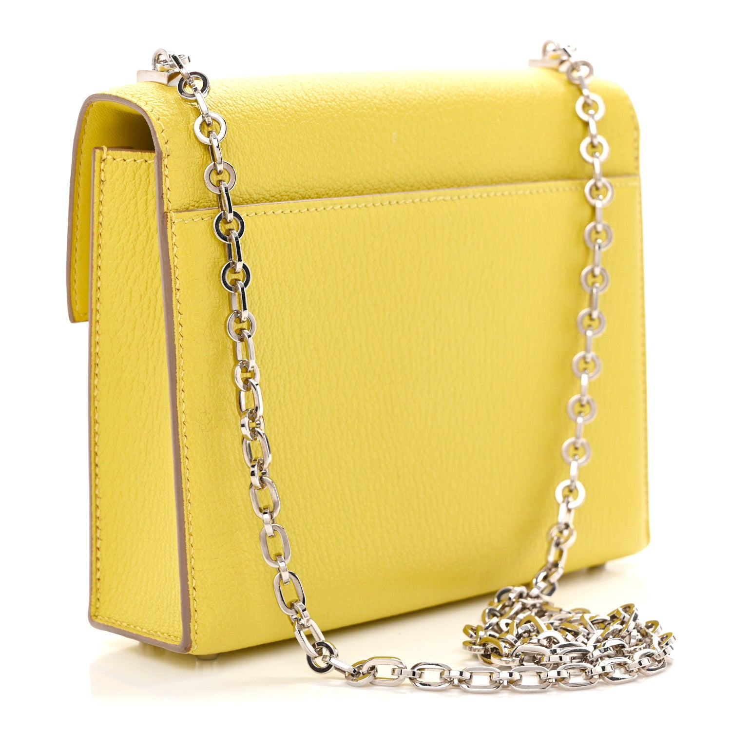 Hermes Chevre Mysore Mini Verrou Chaine Bag Lime 3 of 12