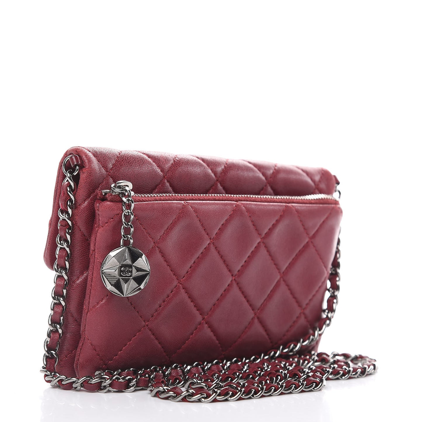 Lambskin Quilted Mini Mineral Nights Flap Crossbody Bag Dark Red