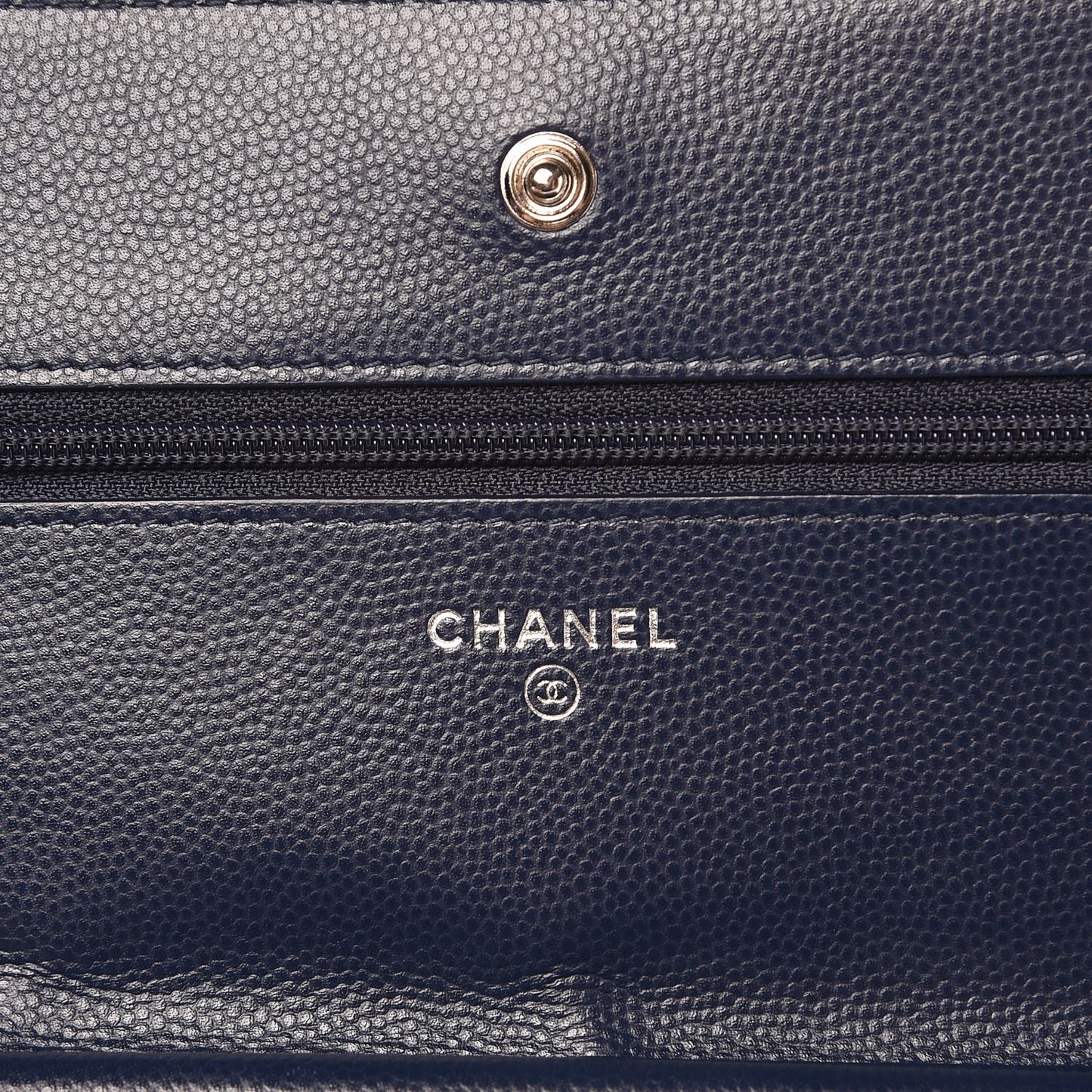 Caviar Chevron Quilted Wallet On Chain WOC Navy