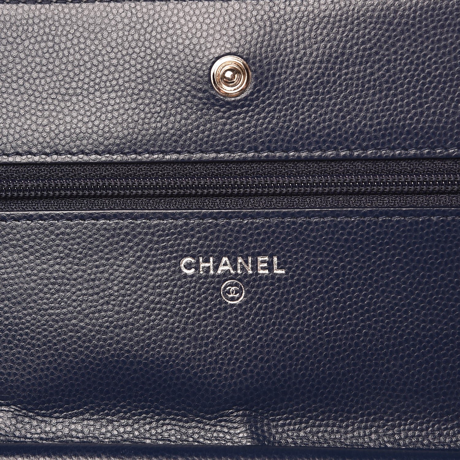 Chanel Caviar Chevron Quilted Wallet On Chain WOC Navy 6 of 8