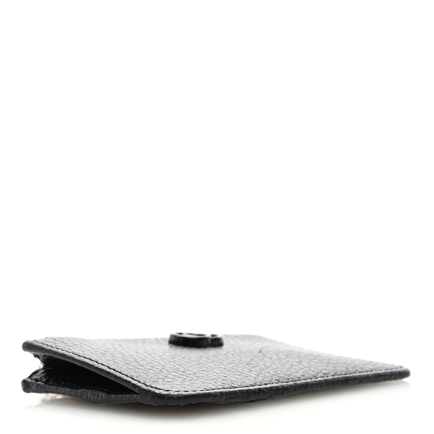 Dollar Calfskin Enamel Monochrome GG Marmont Key Case Card Holder Black