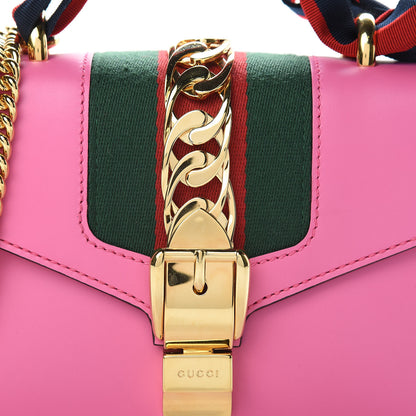 Gucci Vitello Fontanella Web Mini Sylvie Chain Shoulder Bag Pink Tropical Flower 9 of 13