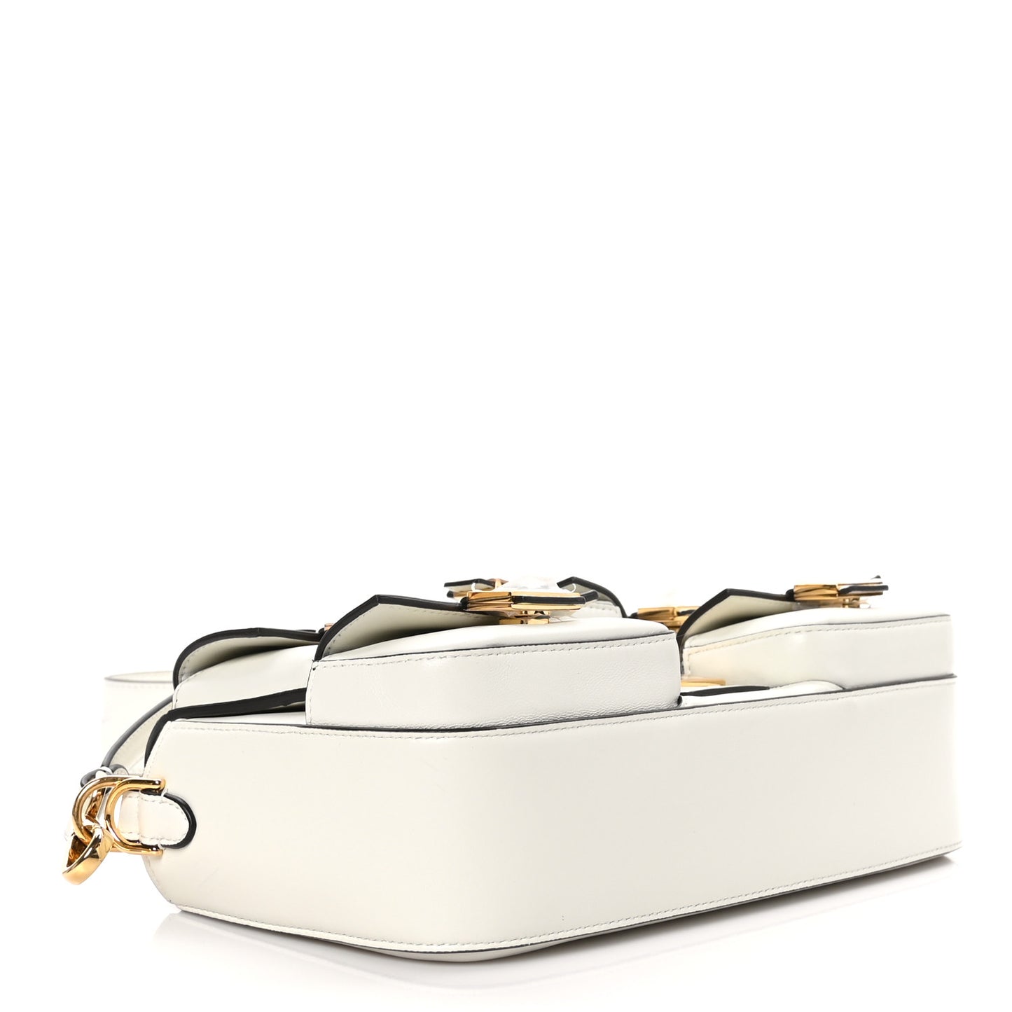 Shiny Nappa Multipocket Baguette White Ice