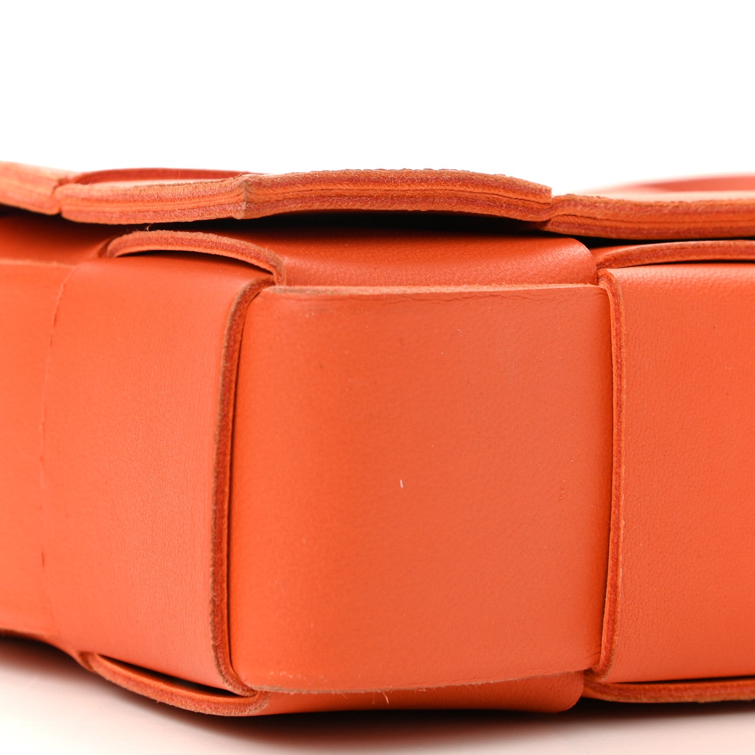 Bottega Veneta Lambskin Maxi Intrecciato Cassette Crossbody Bag Orange 9 of 12