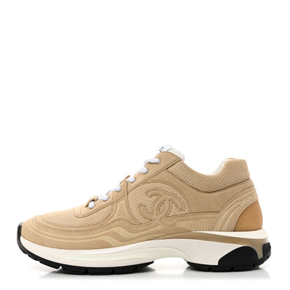 Chanel Fabric CC Womens Sneakers 39.5 Beige 1 of 9