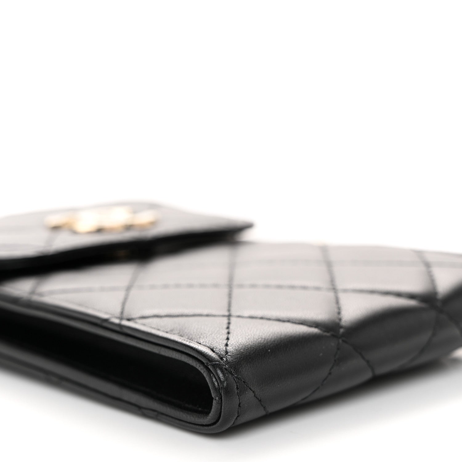 Chanel Lambskin Enamel Quilted Phone Holder With Chain Black 9 of 10