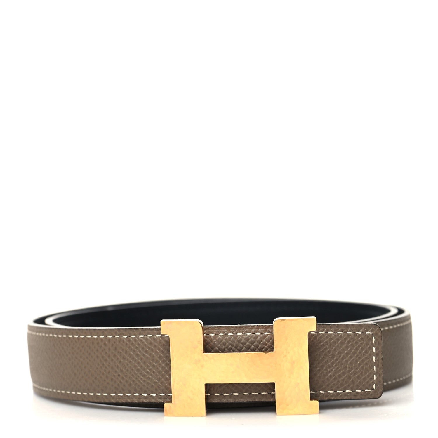 Hermes Swift Epsom Martelee Constance H Belt 75 30 Black Etoupe 1 of 5