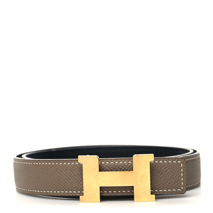 Hermes Swift Epsom Martelee Constance H Belt 75 30 Black Etoupe 1 of 5