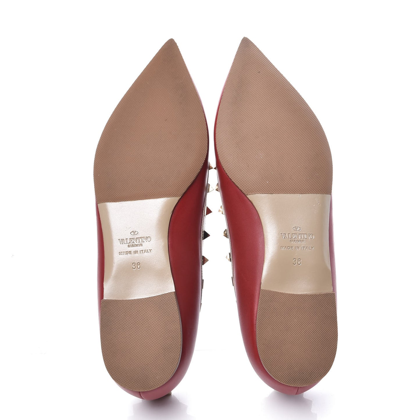 Nappa Rockstud Ballerina Flats 38 Red Poudre