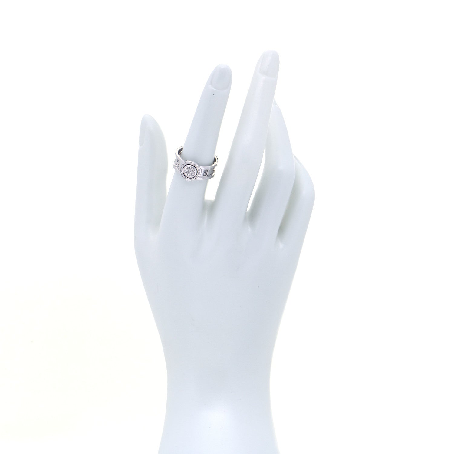 Gucci 18K White Gold Diamond 10mm Icon Twirl Band Ring 54 7 2 of 7