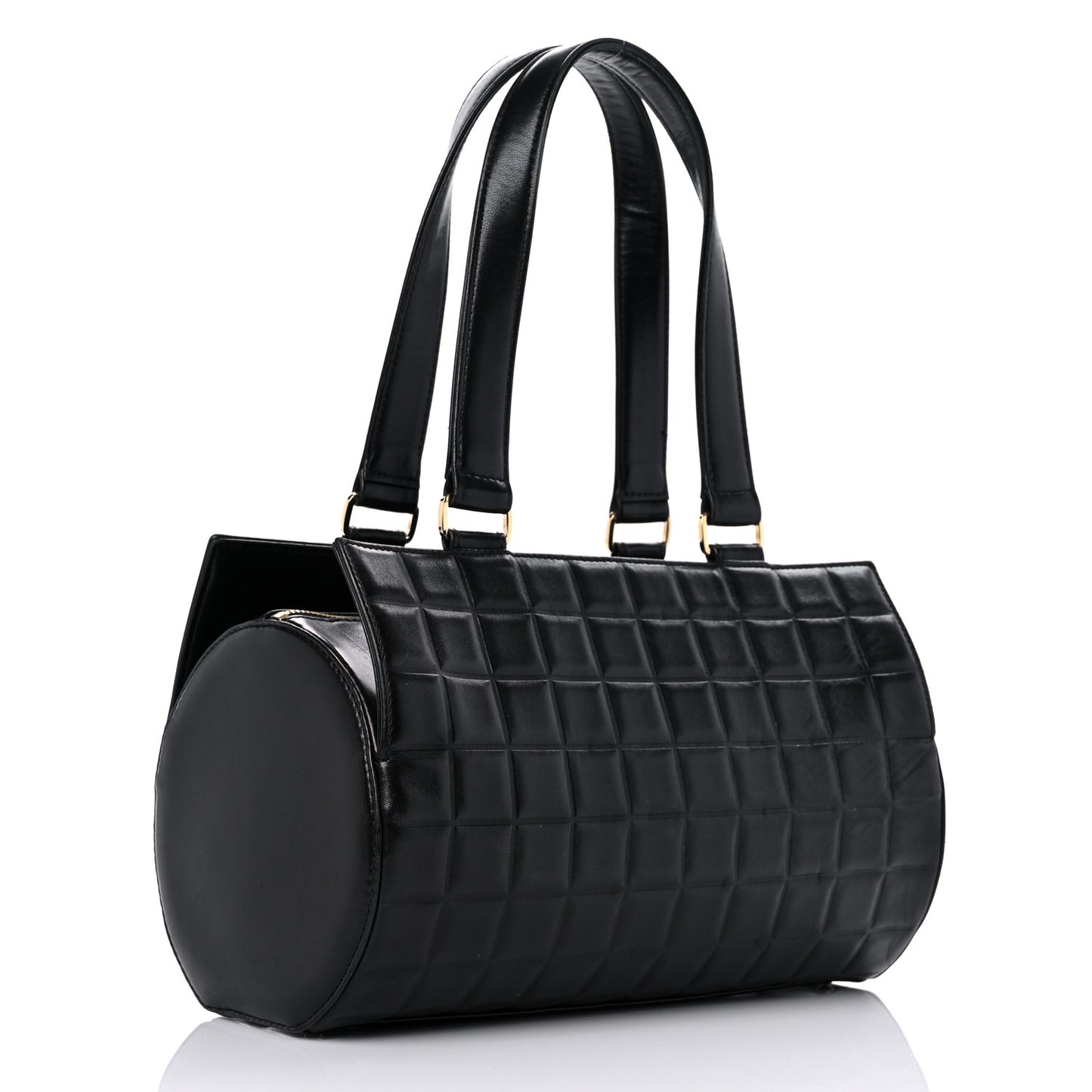 Lambskin Chocolate Bar Quilted Bag Black