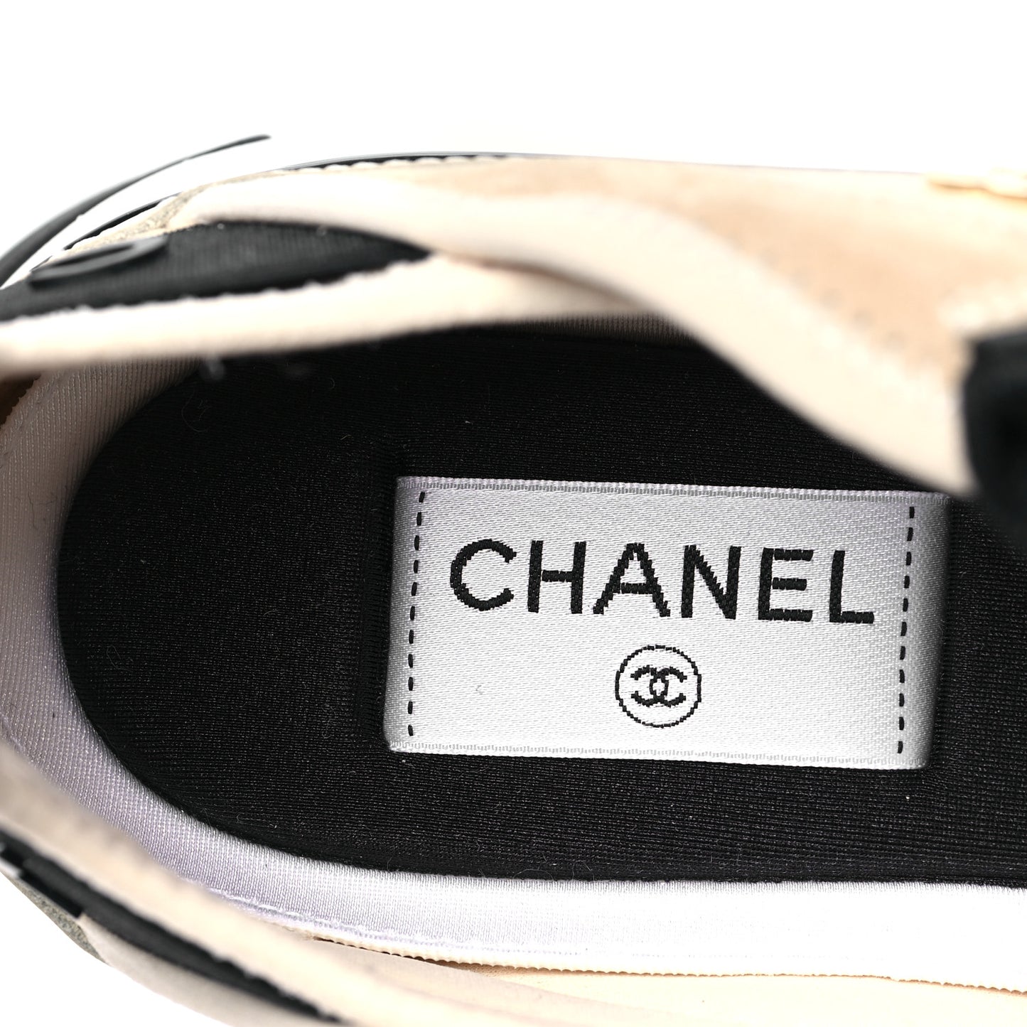Velvet Calfskin Mixed Fibers CC Sneakers 40 Beige